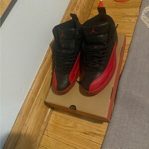 Jordan Men's Black and Red High-Top Sneakers